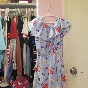 Baby blue floral romper